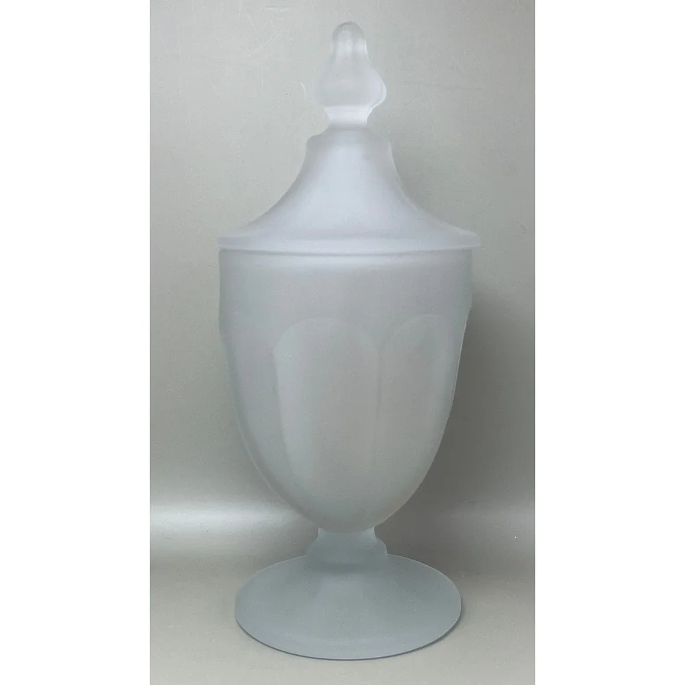 Satin Frosted Westmoreland Glass Butterfly Apothecary Jar Lidded Pedestal 8